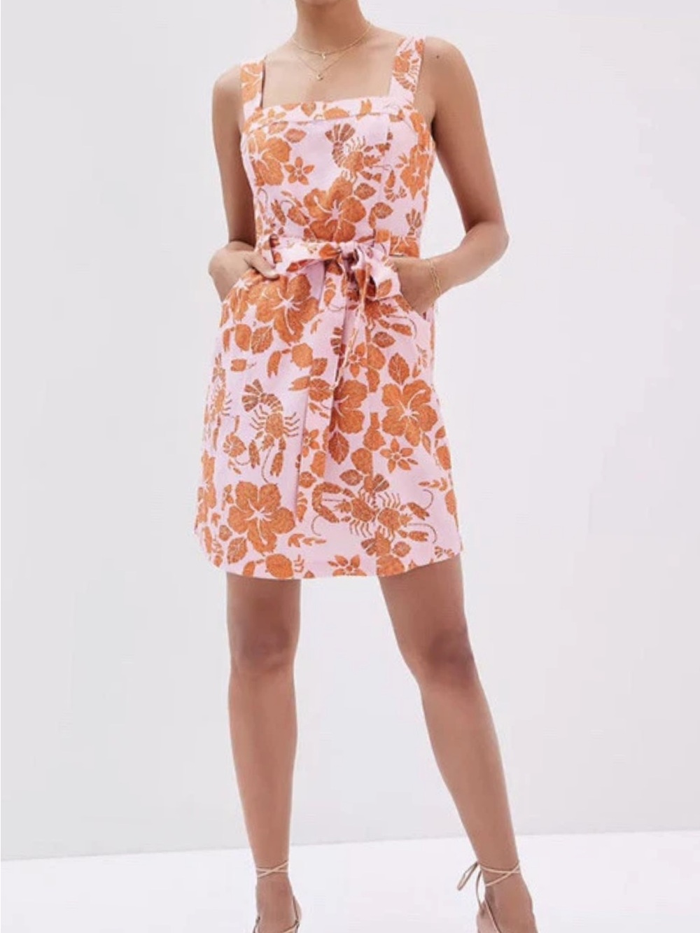 FARM Rio Pink Mini Dress with Orange Floral Print